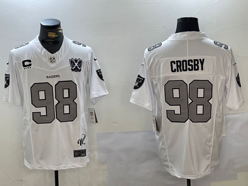 Men Oakland Raiders #98 Crosby White Three generations 2024 Nike Vapor Limited NFL Jersey style 1->oakland raiders->NFL Jersey